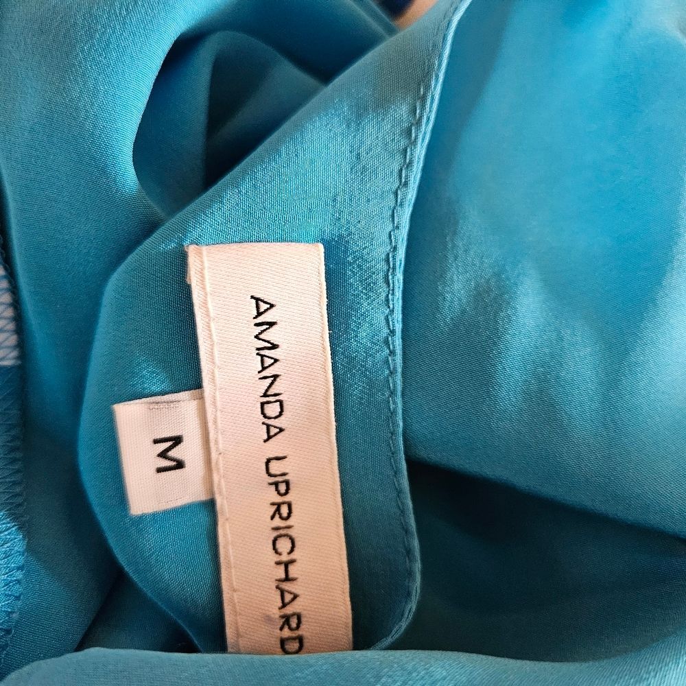 Amanda Uprichard Bright Blue Silk Lightweight Ruffle Summer Dress - Picture 7 of 8